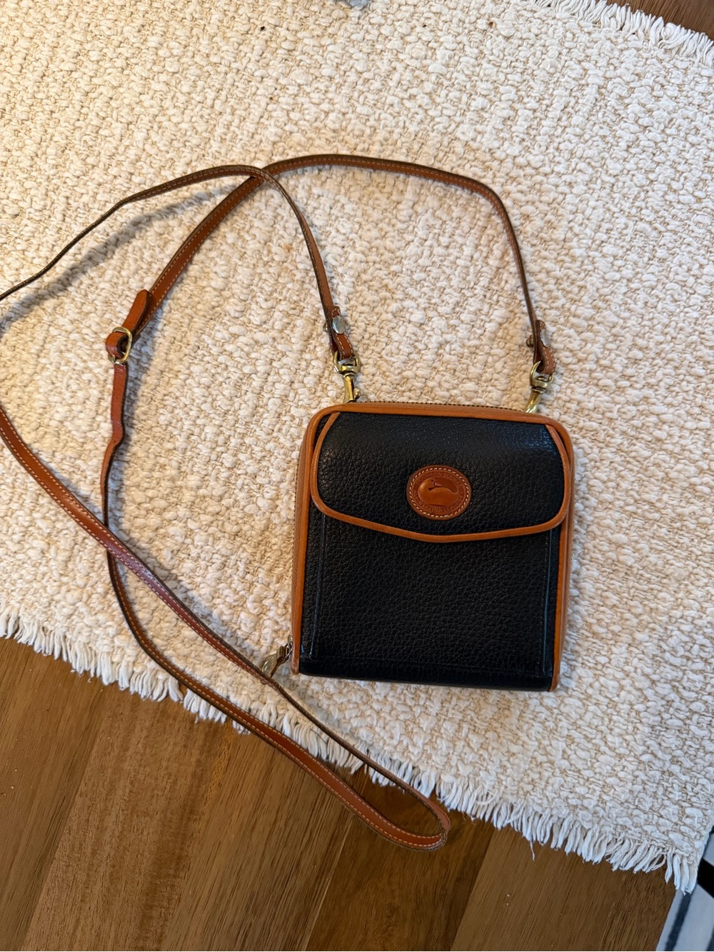 Dooney & Bourke Black and Brown Mini Square Crossbody